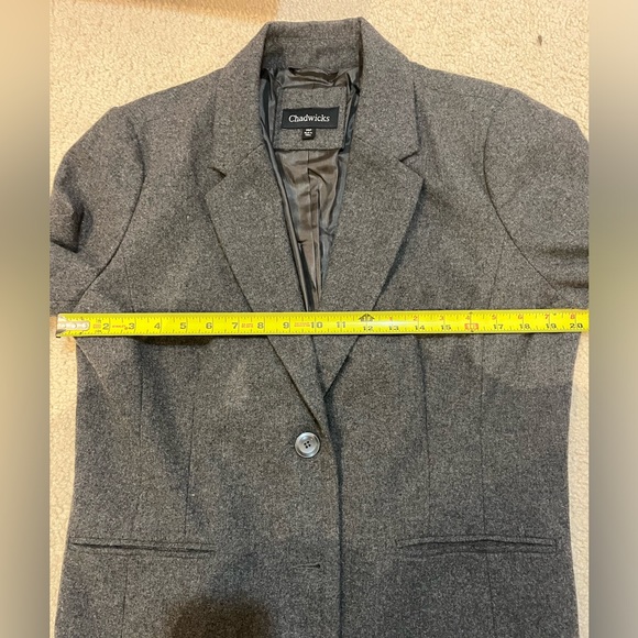 Chadwick’s Gray Blazer Jacket Size 14 P Wool Blend Professional Business Wear - Picture 7 of 10